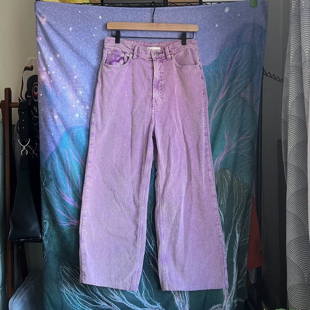 BDG – High and Wide Corduroy Wide Leg Jeans – Lilac Pink